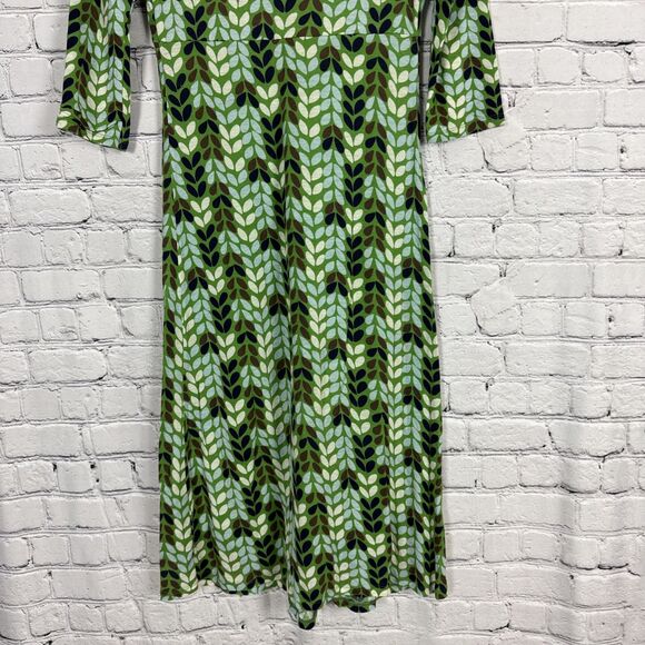 Boden Knit Knot Twist Front Jersey Printed Midi Day Dress Womens 6 Green Multi - Picture 10 of 11